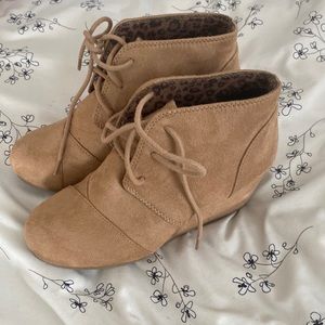 tan wedge booties